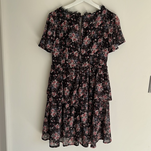 New Two Way  Italian MINI Black Floral Cipria DRESS Sz S - Picture 8 of 8